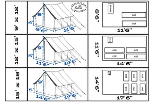 eena wall tent size chart