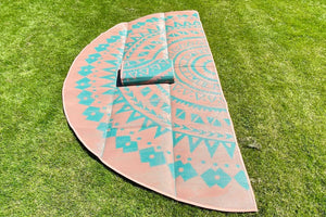 half moon bell tent rug with fancy design