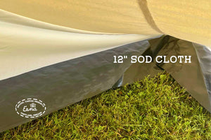 sod cloth at bottom of tent with grass