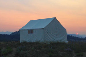 eena wall tent at dusk