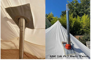 wood stove inside canvas bell tent